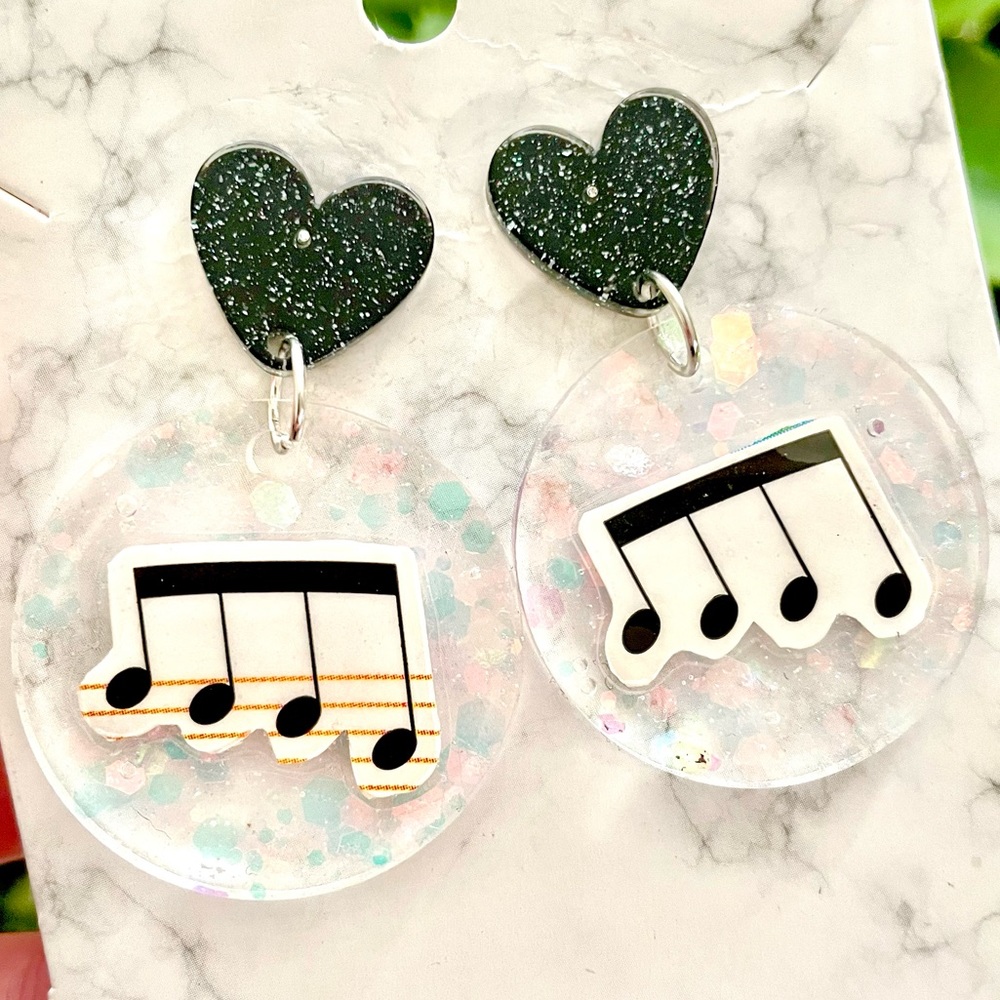 Acrylic Music Note Earrings